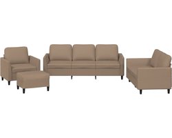 vidaXL - 4-delige - Loungeset - met - kussens - kunstleer - cappuccino