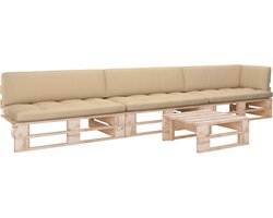 vidaXL - 4-delige - Loungeset - pallet - met - kussens - geïmpregneerd - grenenhout