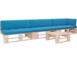 vidaXL - 4-delige - Loungeset - pallet - met - kussens - geïmpregneerd - grenenhout