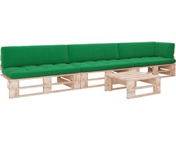 vidaXL - 4-delige - Loungeset - pallet - met - kussens - geïmpregneerd - grenenhout
