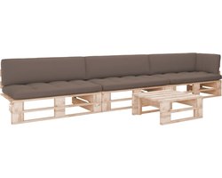 vidaXL - 4-delige - Loungeset - pallet - met - kussens - geïmpregneerd - grenenhout