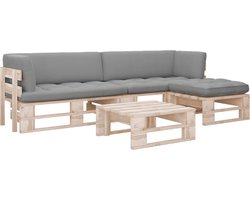 vidaXL - 4-delige - Loungeset - pallet - met - kussens - geïmpregneerd - grenenhout