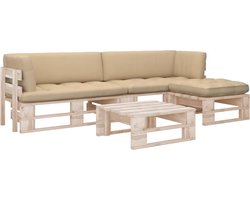 vidaXL - 4-delige - Loungeset - pallet - met - kussens - geïmpregneerd - grenenhout