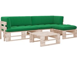 vidaXL - 4-delige - Loungeset - pallet - met - kussens - geïmpregneerd - grenenhout