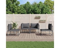vidaXL 4-delige Loungeset Poly Rattan Antraciet Hoekbank - Lounge Set - Tuinset - Buisensets - Poly Rattan - Antraciet Kleur - Outdoor Furniture - Balkon Meubel