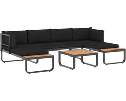 vidaXL - 4-delige - Tuinhoekbankenset - met - kussens - aluminium - en - HKC