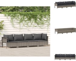 vidaXL - 4-delige - tuinloungeset - met - kussens - grijs - poly - rattan