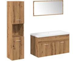 vidaXL - 5-delige - Badkamermeubelset - bewerkt - hout - artisanaal - eikenkleur