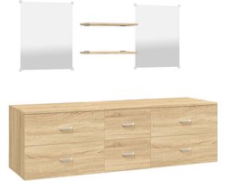 vidaXL - 5-delige - Badkamermeubelset - bewerkt - hout - eikenkleurig