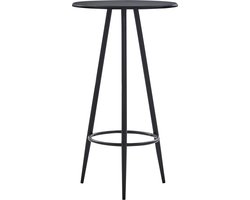 vidaXL 5-delige Barset - Donkergrijs - Stof Bar Set - Bar Stools - Eetkamerstoel - Salon Meubilair - Zwarte Bartafel