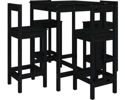 vidaXL - 5-delige - Barset - massief - grenenhout - zwart