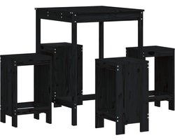 vidaXL - 5-delige - Barset - massief - grenenhout - zwart