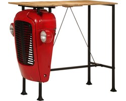 vidaXL 5-delige Barset Massief Mangohout Bartafel - Industrieel Design - Tractor Motorkap - Houten Barset - Barstoel