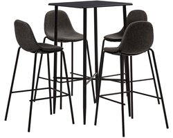 vidaXL 5-delige barset - Stof - Donkergrijs Bar Set - Bartafel - Eetkamerset - Lounge Meubilair - Salonmeubels