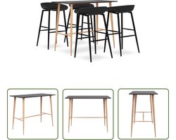 vidaXL 5-delige Barset zwart - Bar Set - Zwarte Barset - Eetkamerstoel - Stapelbare Stoel - Barkruk