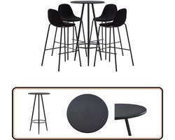 vidaXL 5-delige Barset - Zwart - MDF & Stof Bar Set - Zwarte Barset - Bartafel - Barkruk - Eetkamerset