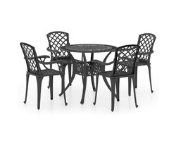 vidaXL 5-delige Bistroset gietaluminium zwart - Bistroset - Bistrosets - Bistro Set - Bistro Sets