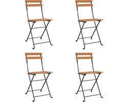 vidaXL - 5-delige - Bistroset - inklapbaar - massief - acaciahout - en - staal
