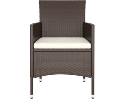 vidaXL - 5-delige - Bistroset - poly - rattan - en - gehard - glas - bruin