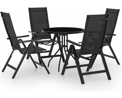 vidaXL - 5-delige - Bistroset - zwart - en - atracietkleurig