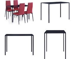 vidaXL 5-delige Eethoek wijnrood - Eetkamertafel En Eetkamerstoel - Eetkamertafels En Eetkamerstoelen - Eetkamer Set - Eetkamer Sets