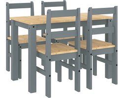 vidaXL - 5-delige - Eetset - PANAMA - massief - grenenhout - grijs