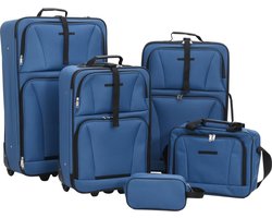 vidaXL - 5-delige - Kofferset - stof - blauw
