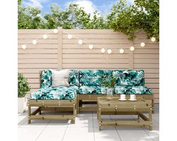 vidaXL 5-delige Loungeset Grenenhout Loungeset - Tuinset - Hout Lounge - Grenenhout - Outdoor Furniture - Balkon Meubel - Tuin Bank