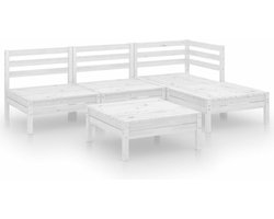 vidaXL - 5-delige - Loungeset - massief - grenenhout - wit