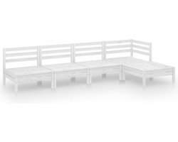 vidaXL - 5-delige - Loungeset - massief - grenenhout - wit