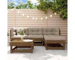 vidaXL - 5-delige - Loungeset - massief - grenenhout - wit