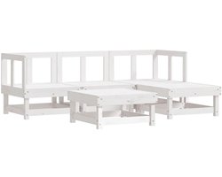 vidaXL - 5-delige - Loungeset - massief - grenenhout - wit