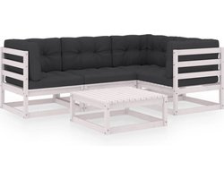 vidaXL - 5-delige - Loungeset - met - kussens - massief - grenenhout