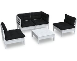 vidaXL - 5-delige - Loungeset - met - kussens - massief - grenenhout