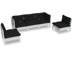 vidaXL - 5-delige - Loungeset - met - kussens - massief - grenenhout