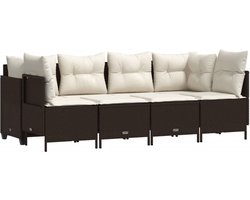 vidaXL - 5-delige - Loungeset - met - kussens - poly - rattan - bruin