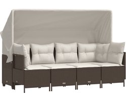 vidaXL - 5-delige - Loungeset - met - kussens - poly - rattan - bruin