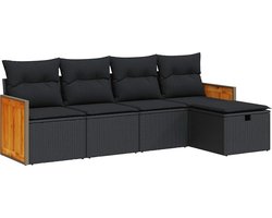 vidaXL 5-delige Loungeset met opbergruimte zwart