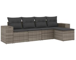vidaXL 5-delige Loungeset - Poly Rattan - Grijs Loungeset - Tuinset - Tuinmeubels - Lounge Set - Outdoor Furniture