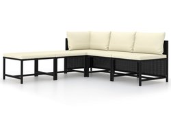 vidaXL 5-delige Loungeset - Poly Rattan - Zwart Loungebank - Tuinset - Lounge Set - Buisstoel - Outdoor Meubilair