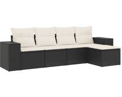 vidaXL 5-delige Loungeset - Zwart Poly Rattan Loungeset - Tuinset - Lounge - Outdoor Furniture - Garden Furniture