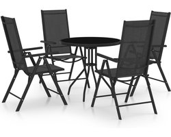 vidaXL - 5-delige - Tuinset - aluminium - en - textileen - zwart