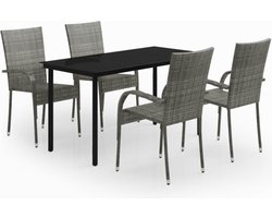 vidaXL - 5-delige - Tuinset - grijs - en - zwart