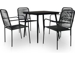 vidaXL - 5-delige - Tuinset - katoenen - touw - en - staal - zwart