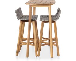 vidaXL 5-delige Tuinset massief acaciahout Barstoel - Bartafel - Acacia Hout - Buitenshuis Meubilair - Lounge Set