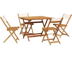 vidaXL - 5-delige - Tuinset - massief - hout - en - stof - crèmewit