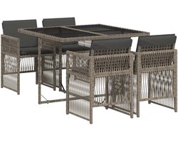 vidaXL - 5-delige - Tuinset - met - kussens - poly - rattan - grijs