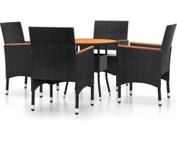 vidaXL - 5-delige - Tuinset - poly - rattan - zwart