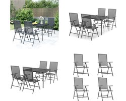 vidaXL 5-delige Tuinset staal antracietkleurig - Tuinset - Tuinset - Eethoek - Buitenset