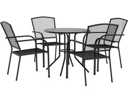 vidaXL - 5-delige - Tuinset - stapelbaar - gepoedercoat - staal - antracietkleurig